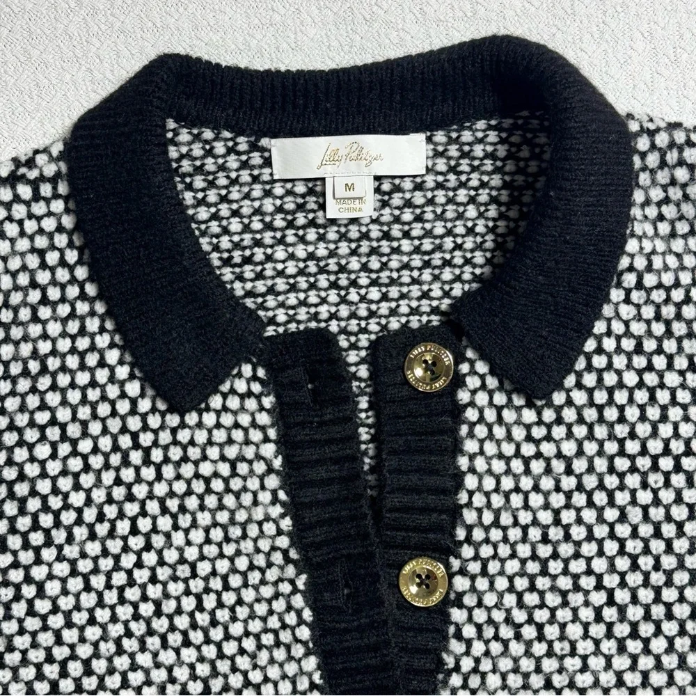 Lilly Pulitzer Cormac Sweater Set Black and White Cardigan Matching Tank Size M - Picture 3 of 12